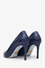 Prada Navy Croc Embossed Leather Pumps Size 36