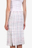 Thom Browne White Tweed Pencil Skirt with Fray Size 6