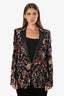 Saint Laurent Black Velvet Sequins Single Breasted Blazer Size 38