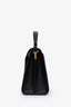 Saint Laurent Black Leather Cassandra YSL Monogram Top Handle Bag with Strap