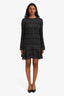 Theory Black/White Sheer Patterned Long Sleeve 'Marah' Mini Dress Size 00