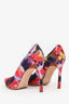 Manolo Blahnik Pink/Multicolour Floral Print Canvas Heels Size 36