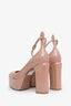 Valentino Nude Patent Leather Tan-Go Platform Heels Size 41
