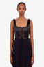 Guizio Black Satin Lace Up Bustier Top Size M