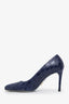 Prada Navy Croc Embossed Leather Pumps Size 36
