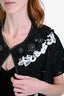Antonio Marras Black Floral Crochet Crystal Detail Open Front Jacket Size 40