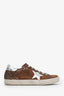 Golden Goose Brown Leather & Glitter Sneakers Size 39