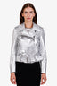 Acne Studios Silver Lamb Leather Biker Jacket Size 34