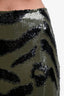 Nili Lotan Olive Green/Black Zebra Print Sequins Midi Skirt Size 6