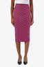 Versace Pink/Black Knit La Greca Jacquard Bodycon Midi Skirt Size 40