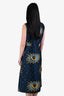 Fendi Navy Blue/Yellow Heart Detail Sleeveless Cocktail Dress Size 6
