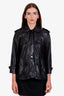 Theory Black Leather A-Line Button Up Jacket Size L