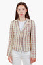Etro Nude Striped Embroidered Cotton Blazer Size 44