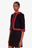 Gucci Black Tweed Knit Contrast Trim Cardigan Size 38