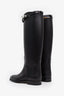 Hermès Black Leather Kelly Buckle Jumping Boot Size 38