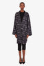 Max Mara Navy Patterned Button Up Overcoat Size 12