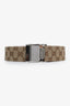 Gucci Beige Canvas Monogram Silver Buckle Belt Size 90