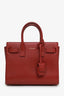 Saint Laurent Burgundy Leather Sac De Jour Nano Tote Bag With Strap