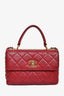 Pre-loved Chanel™ 2017 Burgundy Lambskin Leather CC Trendy Small Top Handle