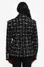 Balmain Black Tweed Double Breasted Shoulder Padded Blazer Size 40