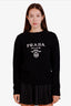 Prada Black Wool Cashmere Logo Crew Neck Sweater Size 36