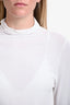 Sarah Pacini White Mesh Mock Neck Long Sleeve Top Size 3