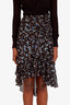 Veronica Beard Black/Gold Patterned Cella Midi Skirt Size 0