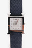Hermès 2011 Blue Canvas and Leather Stainless Steel Diamond 'Heure H' Small Watch 25mm