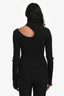 Anine Bing Black Ribbed Cotton Long-Sleeve Shoulder Cut-Out Top Size S