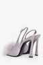 Saint Laurent Purple Satin Feather Pom-Pom Slingback Heels Size 38