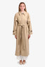L'Academie Beige Long Belted Trench Coat Size S