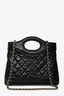 Pre-loved Chanel™ Black Shiny Crumpled Calfskin Quilted Leather Mini 31 Shopping Bag With Straps GHW