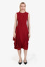 Alexander McQueen Raspberry Silk Ruffle Sleeveless Midi Dress Size 46