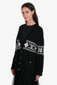 Pre-loved Chanel™ Black/White Cashmere Cotton Clover CC Logo Pattern Knit Cardigan Size 42