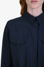 Prada Sport Navy Blue Nylon Blend Trench Coat Size 46
