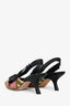 Christian Dior Floral Embroidered Calfskin Beaded 'Sweet D' Slingback Pumps Size 37.5