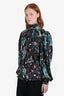 Gucci Brown/Blue Floral Print Long Sleeve Tie Front Blouse Size 40