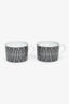 Hermès Black/White Porcelain 'H Deco' Cup and Saucer Set of 2