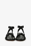 Valentino Black Leather Floral Wrap-Around Strap Sandals Size 39