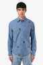 Louis Vuitton Blue Stamp Print Button Down Shirt Size S Mens