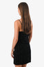 Balmain Black Devoré-Velvet Monogram Mini Slip Dress Size 34
