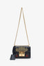 Gucci Black Leather Strawberry Embellished Shoulder Bag