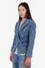 Balmain Blue Cotton Single Breasted Blazer Size 16A