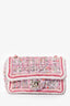 Pre-loved Chanel™ 2018-19 Pink/Cream Tweed CC Rectangular Braid Flap Bag