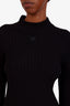 Courreges Black Knit Ribbed Mock Neck Midi Dress Size 2