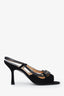 Pre-loved Chanel™ Black Suede Open Toe Logo Heels Size 38.5