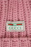 Bonnet Gucci rose en laine tricotée avec pompon, taille M