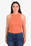 Frame Orange Ribbed Sleeveless Mock Neck Sweater Size M