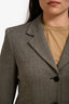 Max Mara Grey Herringbone Single Breasted Blazer Size 10