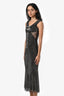 Self-Portrait Black Diamante Fishnet Rhinestone Midi Dress Size 0